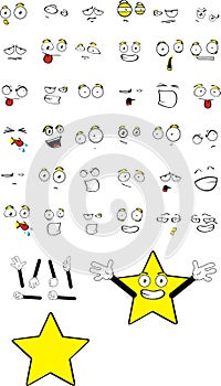 Cute little star cartoon expressions set