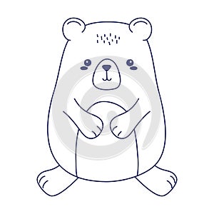Cute little teddy bear animal cartoon isolated icon design line style