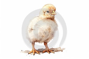 cute little tiny newborn yellow baby chick on white background