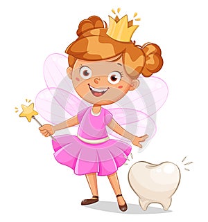 Cute little tooth fairy with crown