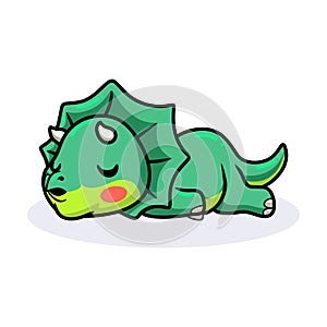 Cute little triceratops dinosaur cartoon sleeping