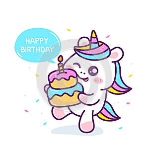 Cute little unicorn with a cake
