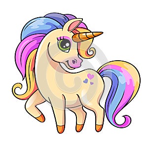 Cute little unicorn. Vector illustration isolated on white background