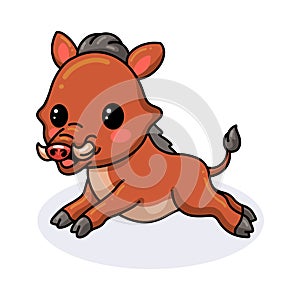 Cute little wild boar cartoon running