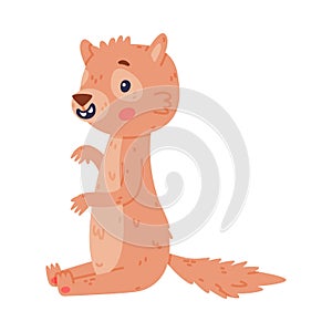 Cute Little Xerus Character with Pretty Snout Sitting Vector Illustration