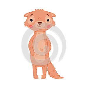 Cute Little Xerus Character with Pretty Snout Standing and Smiling Vector Illustration