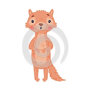 Cute Little Xerus Character Standing with Surprised Face Expression Vector Illustration