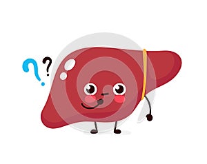 Cute liver with question mark character