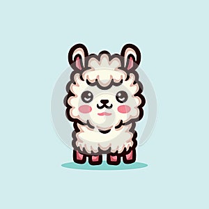 Cute Llama Alpaca Cartoon Mascot Animal Vector Logo Design illustration