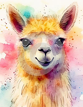 Cute llama alpaca smiling