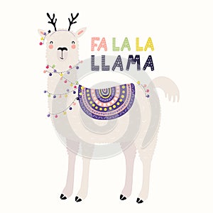 Cute llama Christmas card