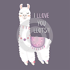 Cute Llama design with I Love You Lots