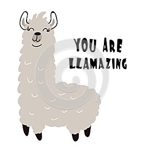 Cute llama print. childish vector illustration for kids t shirt,clothes