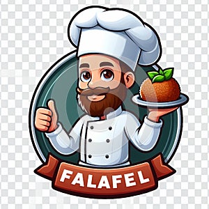 Cute logo for a falafel shop with a cook.