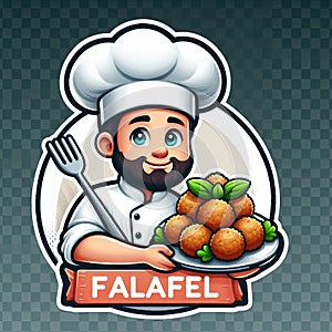 Cute logo for a falafel shop with a cook.