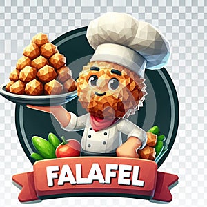 Cute logo for a falafel shop with a cook.