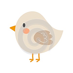 Cute lovable little bird. Cartoon illustration in childish style for kids cards, baby shower, invitation, poster. Vector