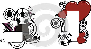 Cute love soccer ball head kid copyspace set