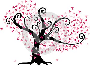 Cute love tree with heart leaves