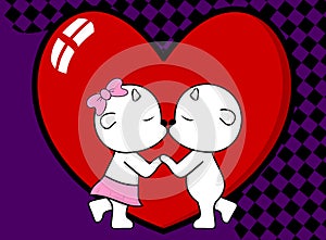Cute lovely goat boy and girl kissing cartoon valentine background
