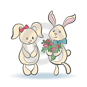 Cute lovely cartoon bunnies.