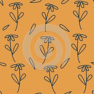 Cute lovely seamless vector pattern background illustration with daisy flowers