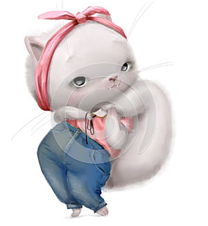 cute lovely white lady cat