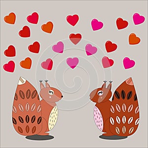 Cute loving squirrels