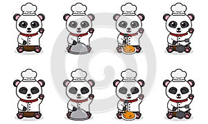 Cute Lucky Panda chef cartoon vector
