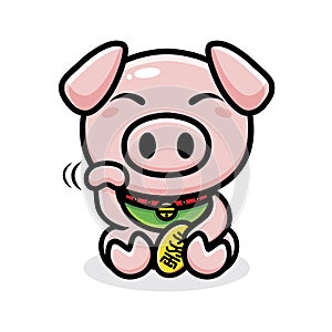 cute lucky pig animal characters bring sustenance photo