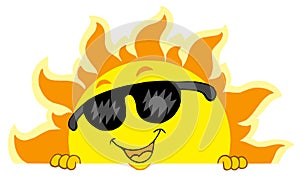 Cute lurking Sun with sunglasses