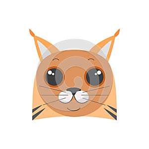 Cute lynx face, portrait of wild cat, comic animal mascot for avatar