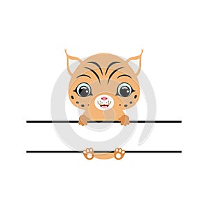 Cute lynx split monogram. Funny cartoon character for shirt, scrapbooking, greeting cards, baby shower, invitation