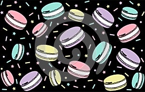 Cute Macaron and Pastel color hand drawn Art  Design for t-shirt, greeting card or poster design Background Vector Illustration