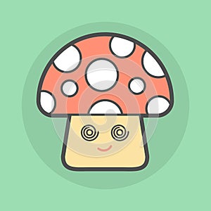 Cute magic mushroom with spiral eyes