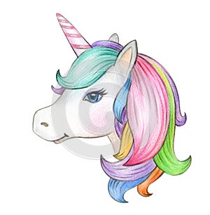 Cute, magic unicorn portrait.