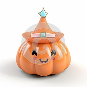 Cute Magical Girl Pumpkin With Princess Hat - 3d Render