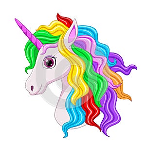 Cute magical unicorn head cartoon
