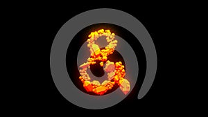 Cute magmatic stones ampersand - burning hot orange - red character, isolated - object 3D rendering