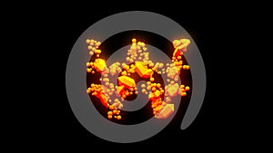 Cute magmatic stones won sign - burning hot orange - red character, isolated - object 3D rendering