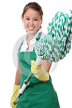 Cute Maid With Mop