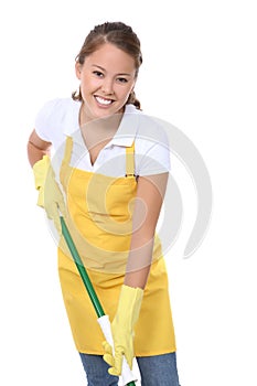 Cute Maid With Mop