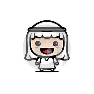 Cute male cartoon character wearing arabian costume