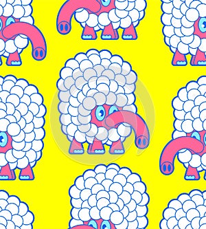 Cute mammoth baby pattern seamless. Cartoon shaggy elephant child background . vector illustration texture. Baby fabric ornament