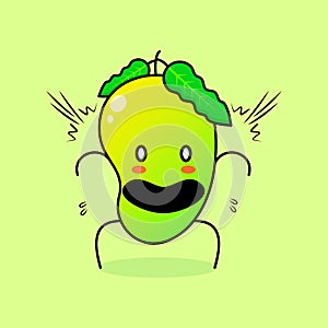 cute mango character with shocked expression, mouth open and bulging eyes