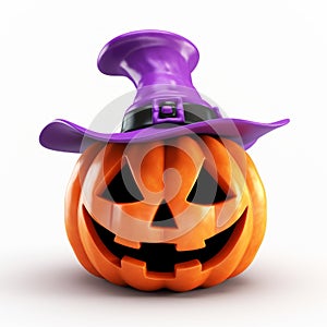 Cute Mardi Gras Jackolantern With Purple Wizard Hat - 3d Render