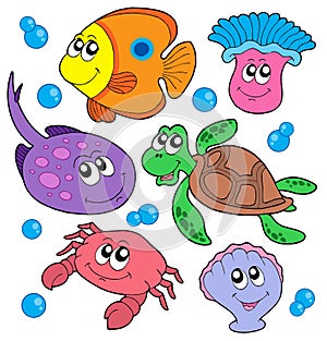 Cute marine animals collection