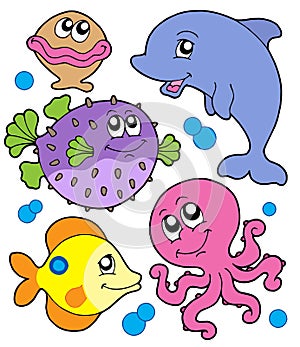 Cute marine animals collection