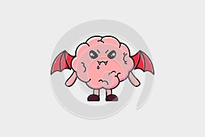 Cute mascot cartoon Brain character as dracula