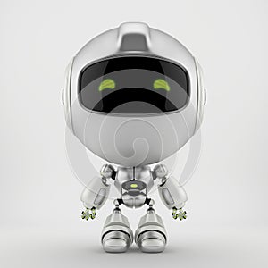 Cute matte silver robot toy, 3d rendering